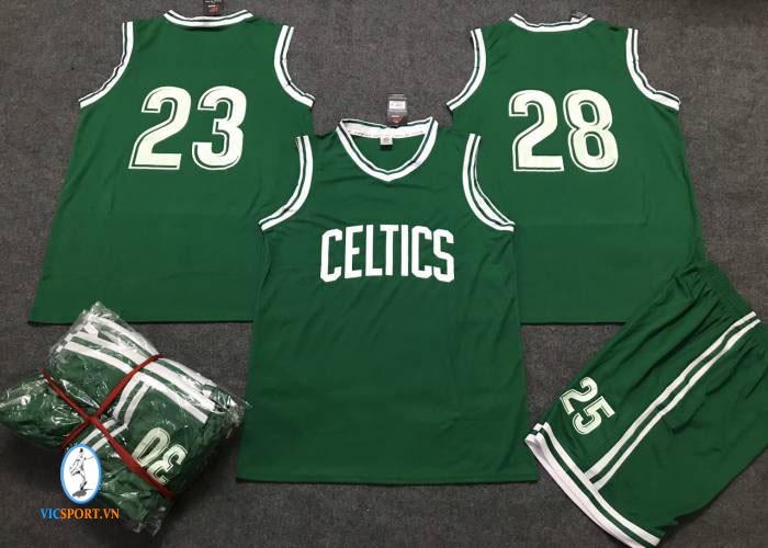 ÁO BÓNG RỔ CELTIC XANH LÁ IN CHO KHÁCH
