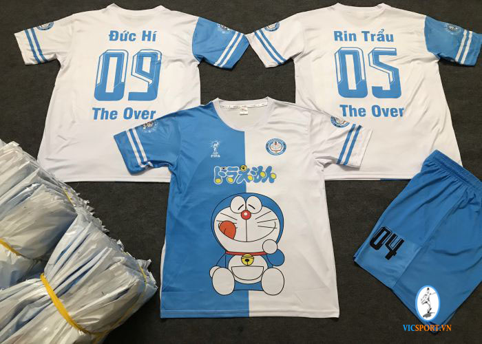 ÁO ĐÁ BANH DORAEMON TRẮNG XANH CỰC ĐẸP - Hình ảnh 2