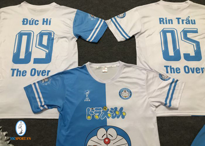 ÁO ĐÁ BANH DORAEMON TRẮNG XANH CỰC ĐẸP - Hình ảnh 3