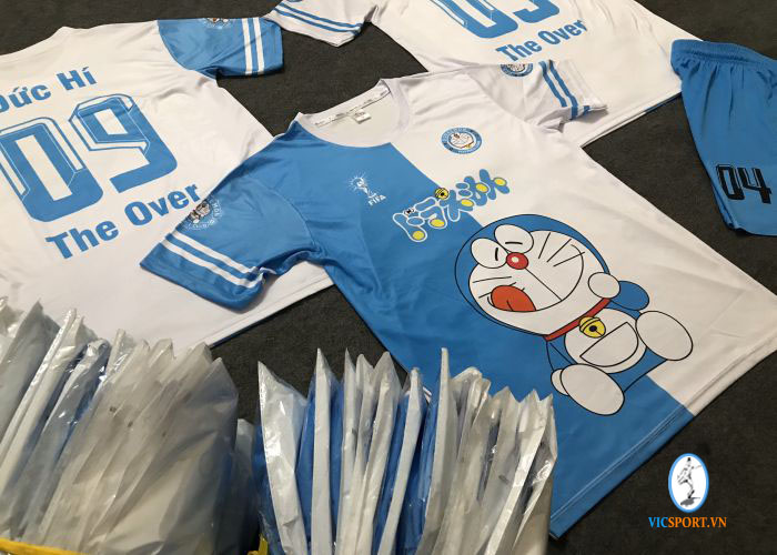 ÁO ĐÁ BANH DORAEMON TRẮNG XANH CỰC ĐẸP - Hình ảnh 5