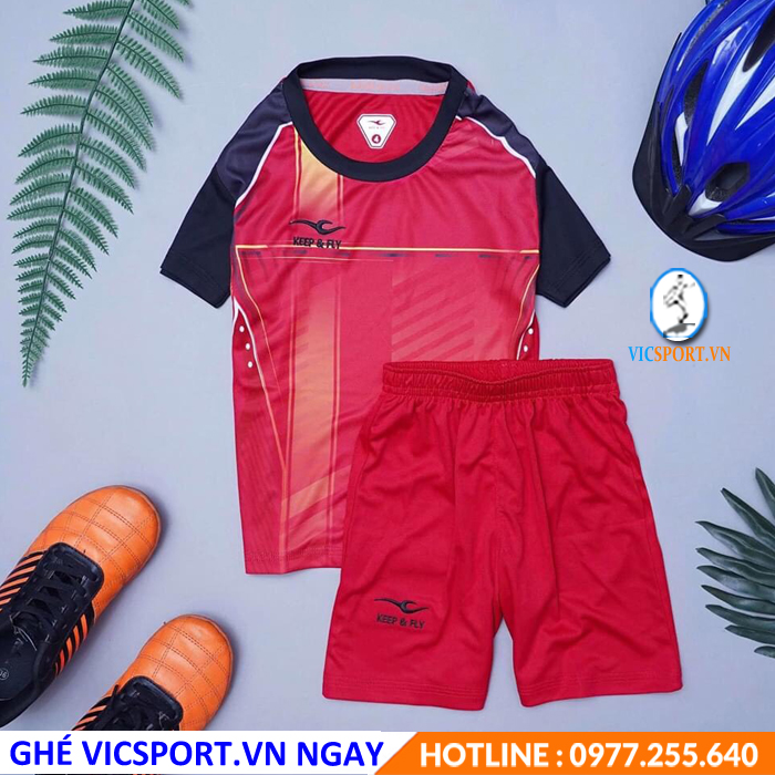 Áo đá banh không logo KeepFly Warrior màu đỏ - Hình ảnh 4