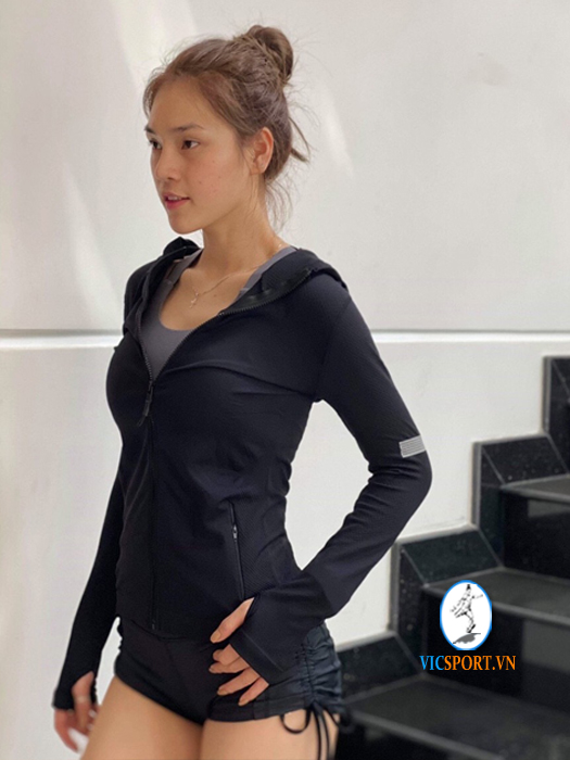 ÁO KHOÁC DỆT 07 CÓ TÚI MÀU ĐEN - Hình ảnh 3