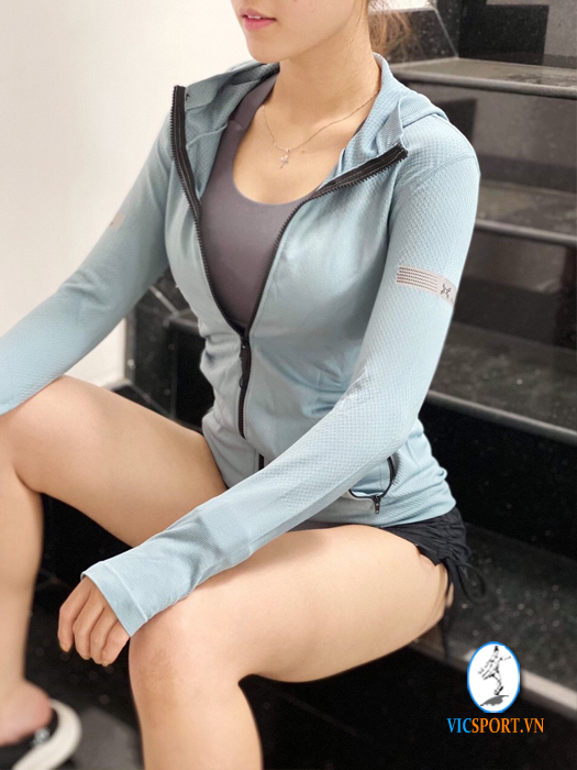 ÁO KHOÁC DỆT 07 CÓ TÚI MÀU XANH - Hình ảnh 2