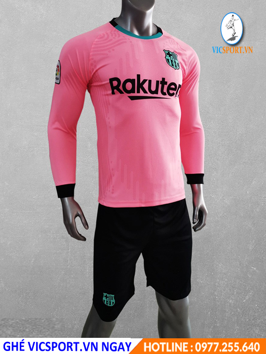 ÁO TAY DÀI CLB BARCELONA 2020-2021 MÀU HỒNG - Hình ảnh 2