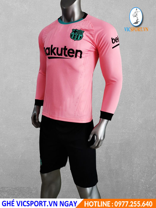 ÁO TAY DÀI CLB BARCELONA 2020-2021 MÀU HỒNG - Hình ảnh 3