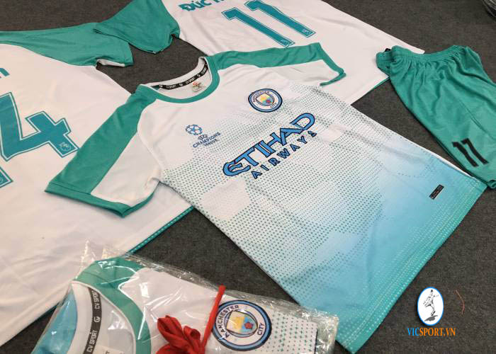 ÁO MAN CITY XANH NGỌC IN CHO KHÁCH - Hình ảnh 3