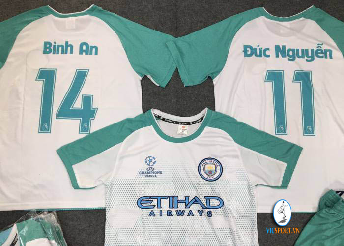 ÁO MAN CITY XANH NGỌC IN CHO KHÁCH - Hình ảnh 2