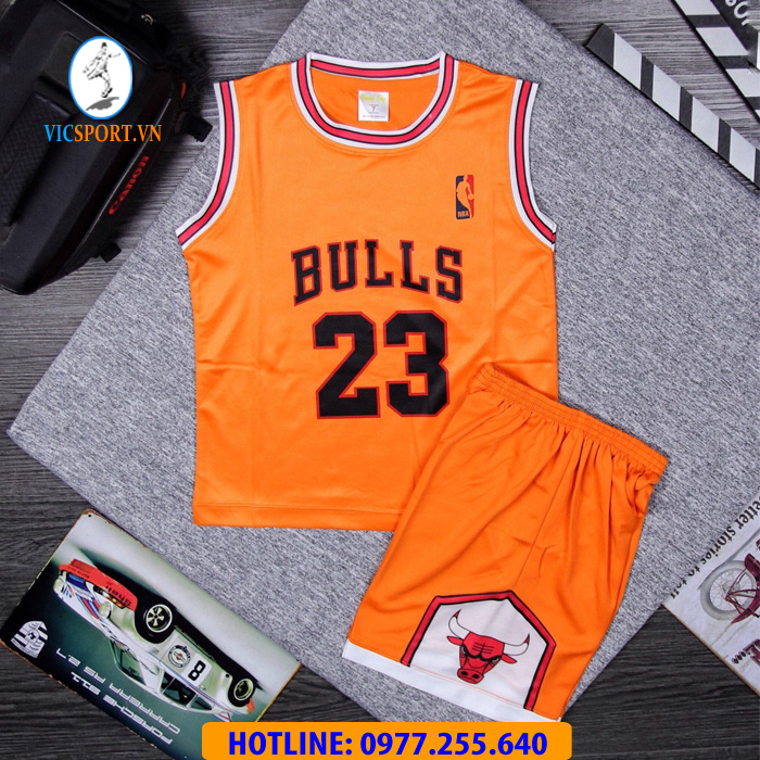 ÁO BÓNG RỔ TRẺ EM BULL MÀU CAM