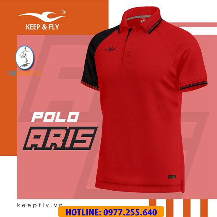 Áo polo thể thao Keepfly Aris màu đỏ - Hình ảnh 2
