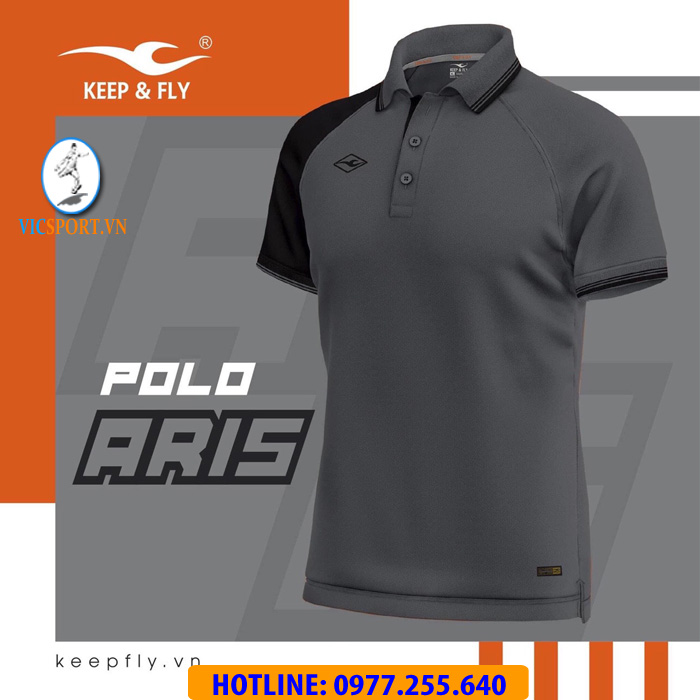 Áo polo thể thao Keepfly Aris màu xám - Hình ảnh 2