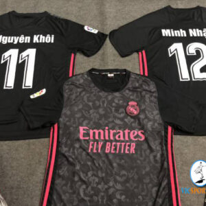 ÁO REAL MADRID ĐEN IN CHO KHÁCH