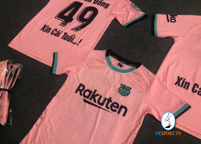 ÁO BARCELONA HỒNG TRẺ EM IN CHO KHÁCH - Hình ảnh 2