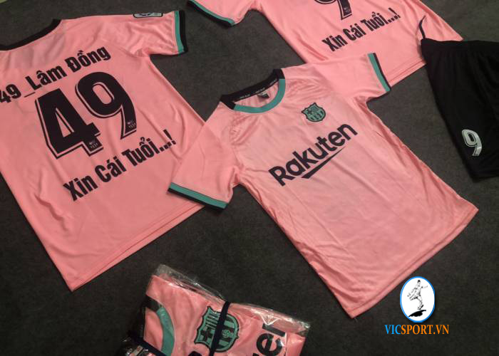 ÁO BARCELONA HỒNG TRẺ EM IN CHO KHÁCH - Hình ảnh 5