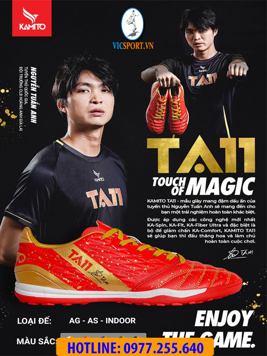 GIÀY ĐÁ BANH KAMITO TA11 TF MÀU ĐỎ - Hình ảnh 2