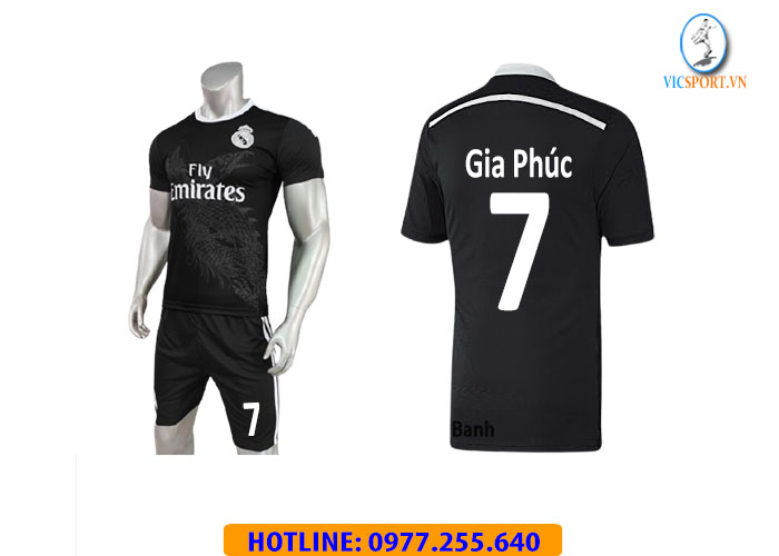 ÁO REAL MADRID ĐEN RỒNG IN CHO KHÁCH