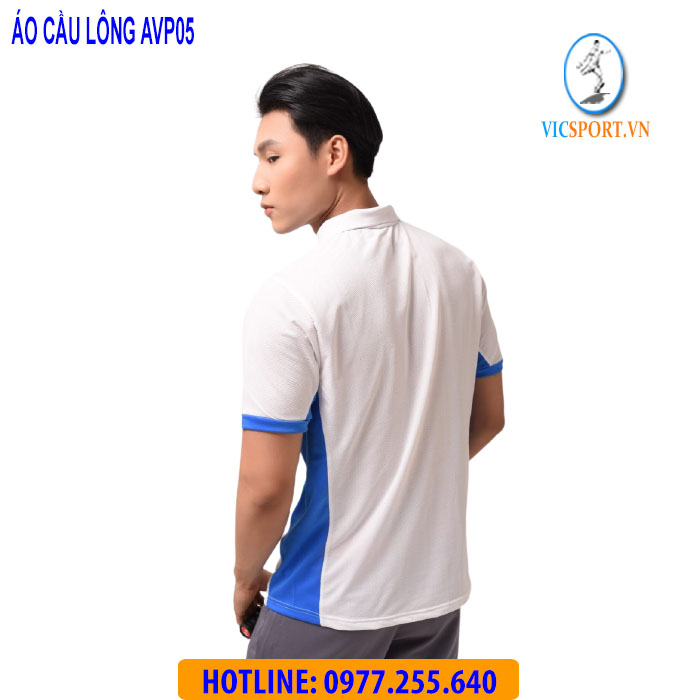 ÁO CẦU LÔNG NAM AVP05 MÀU TRẮNG - Hình ảnh 2