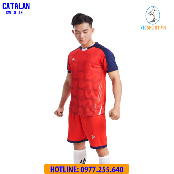 ÁO ĐÁ BANH CATALAN MÀU ĐỎ - Hình ảnh 7