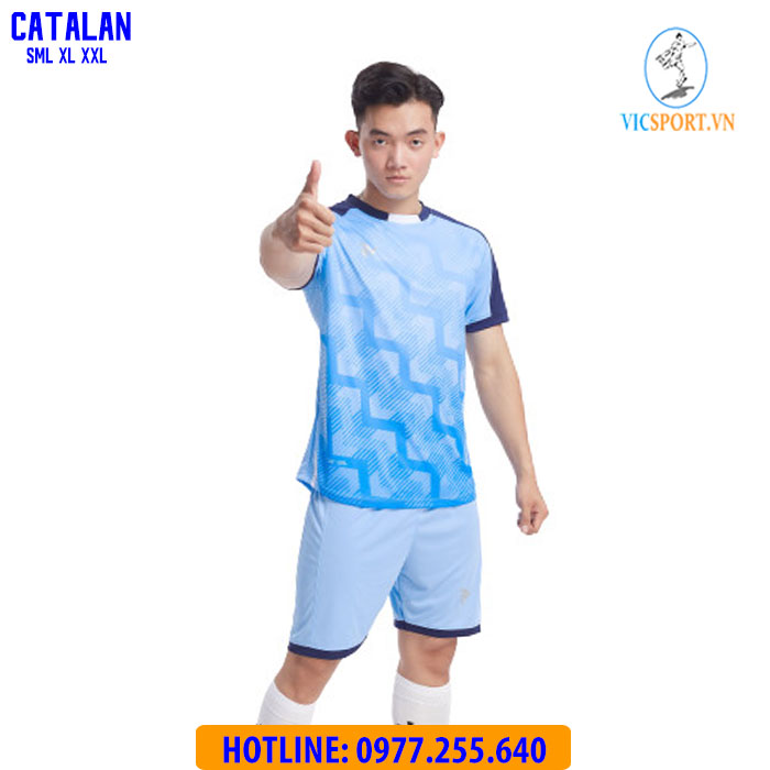 ÁO ĐÁ BANH CATALAN MÀU XANH BIỂN - Hình ảnh 4