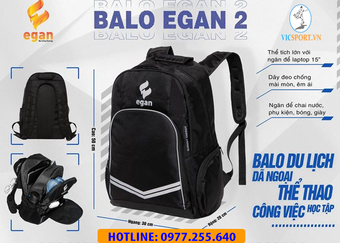 Balo thể thao Egan 2 màu đen