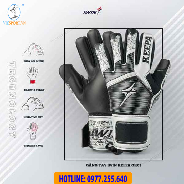 GĂNG TAY THỦ MÔN IWIN KEEPA PRO GK01 ĐEN BẠC - Hình ảnh 8
