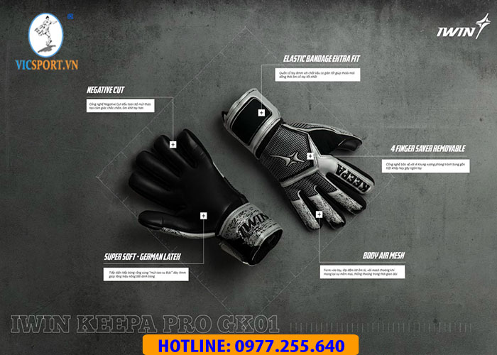 GĂNG TAY THỦ MÔN IWIN KEEPA PRO GK01 ĐEN BẠC - Hình ảnh 7