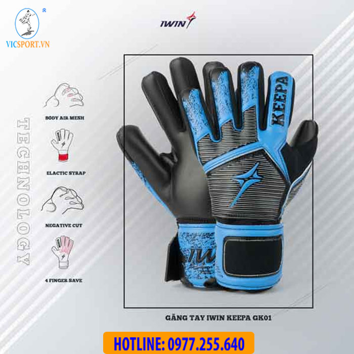 GĂNG TAY THỦ MÔN IWIN KEEPA PRO GK01 ĐEN XANH - Hình ảnh 8