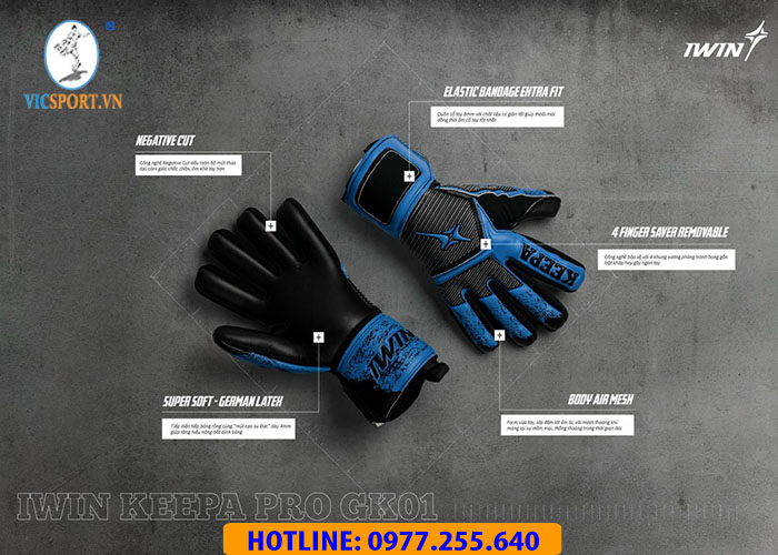 GĂNG TAY THỦ MÔN IWIN KEEPA PRO GK01 ĐEN XANH - Hình ảnh 7