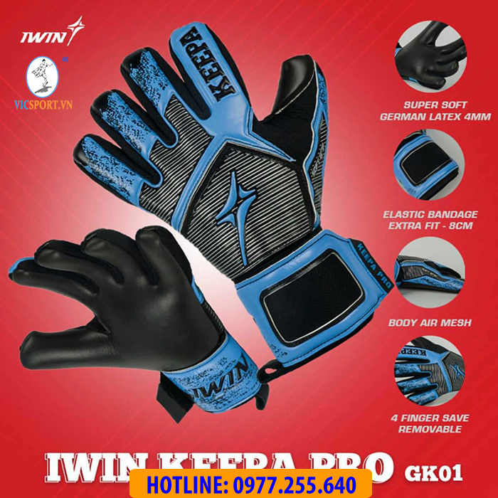 GĂNG TAY THỦ MÔN IWIN KEEPA PRO GK01 ĐEN XANH - Hình ảnh 2