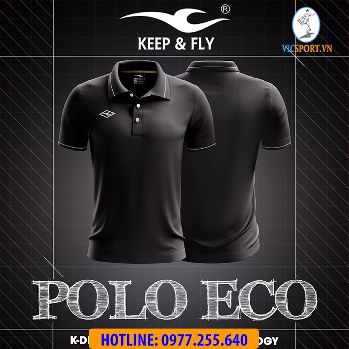 Áo polo thể thao Keepfly màu đen