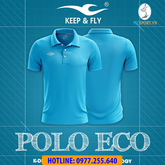 Áo polo thể thao Keepfly màu xanh biển