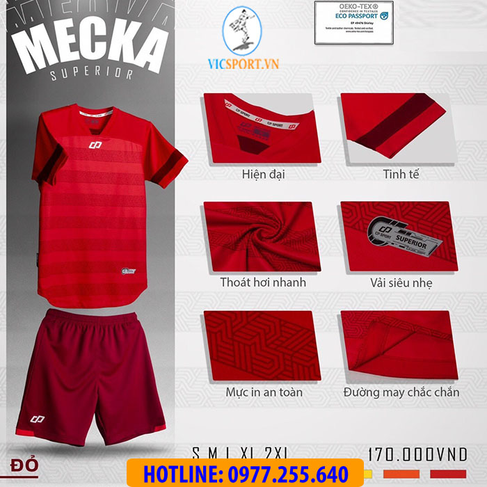 ÁO KHÔNG LOGO MECKA MÀU ĐỎ - Hình ảnh 3