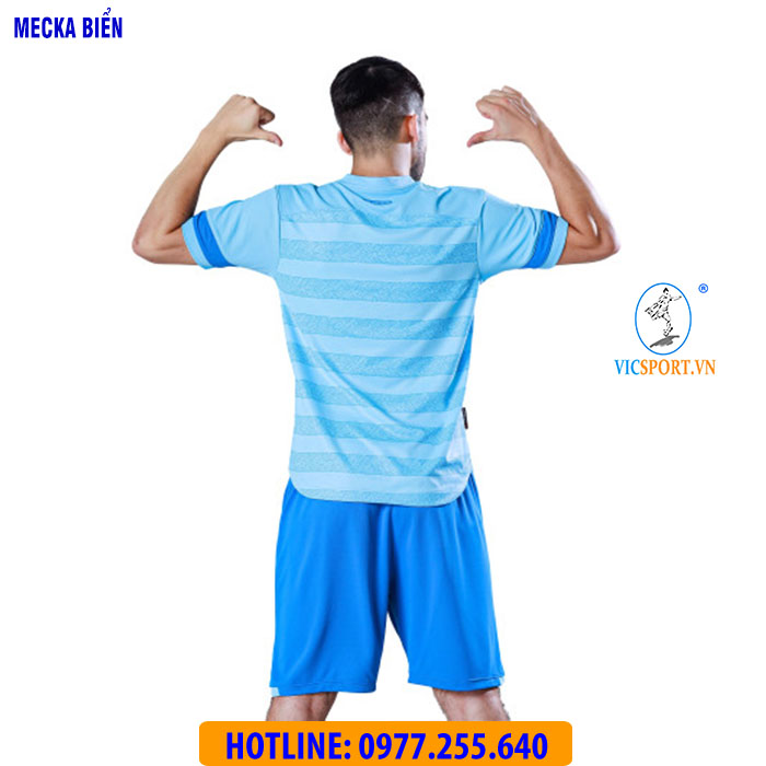 ÁO KHÔNG LOGO MECKA MÀU XANH BIỂN - Hình ảnh 7