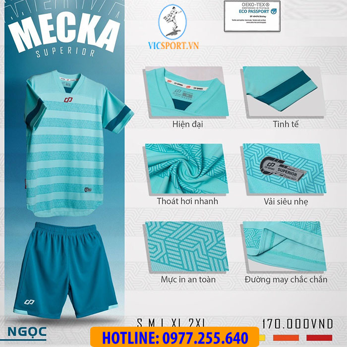ÁO KHÔNG LOGO MECKA MÀU XANH NGỌC - Hình ảnh 3