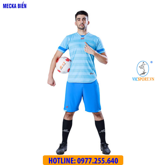 ÁO KHÔNG LOGO MECKA MÀU XANH BIỂN - Hình ảnh 5
