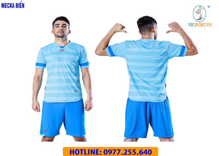ÁO KHÔNG LOGO MECKA MÀU XANH BIỂN - Hình ảnh 4
