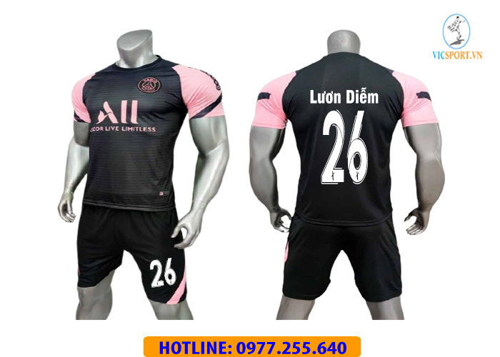 ÁO PSG ĐEN HỒNG IN CHO KHÁCH