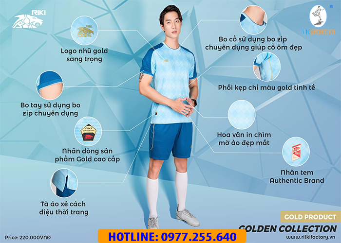 ÁO ĐÁ BANH GOLDEN MÀU XANH THIÊN THANH - Hình ảnh 5