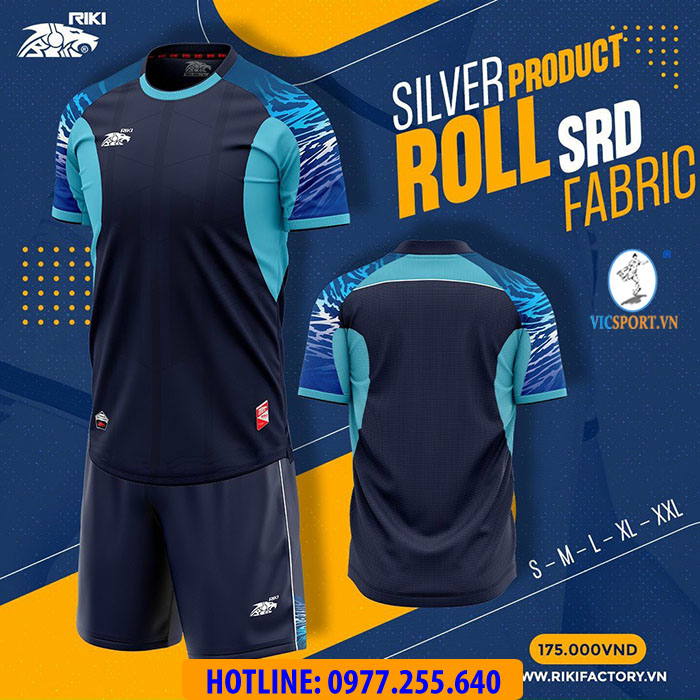 ÁO ĐÁ BANH RIKI ROLL MÀU XANH ĐEN - Hình ảnh 3