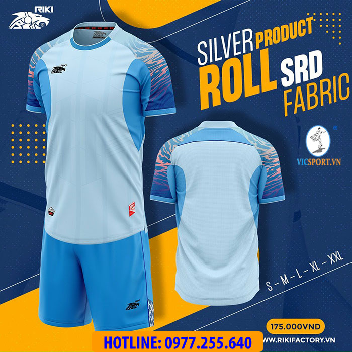 ÁO ĐÁ BANH RIKI ROLL MÀU XANH THIÊN THANH - Hình ảnh 3