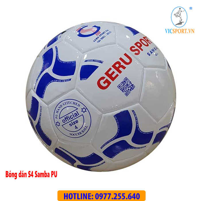 Quả bóng đá Geru Samba PU S4 dán màu trắng