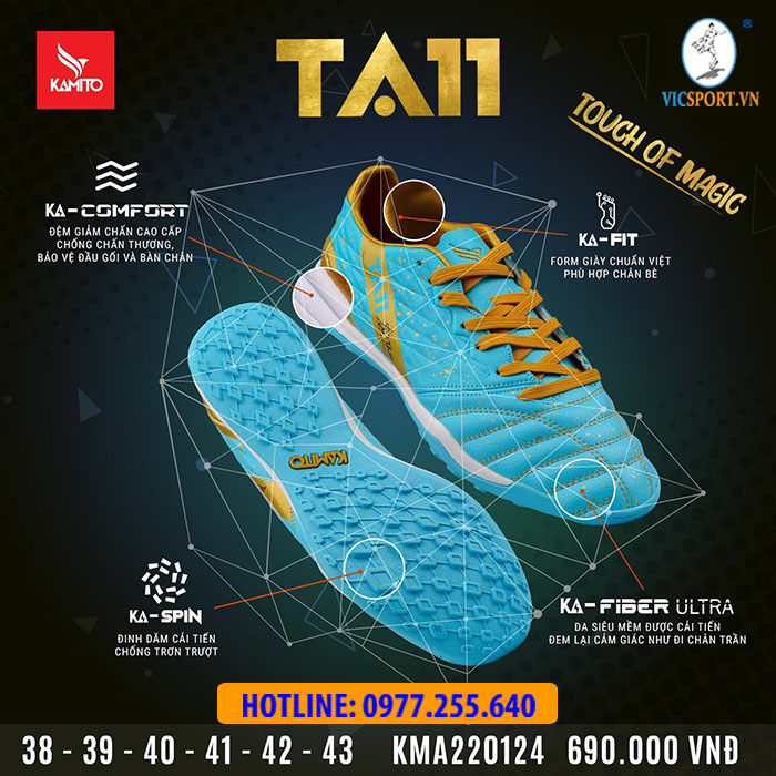 GIÀY ĐÁ BANH KAMITO TA11 TF XANH NGỌC