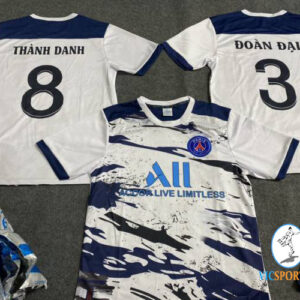 ÁO PSG TRẮNG VẢI MÈ IN CHO KHÁCH