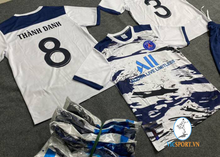 ÁO PSG TRẮNG VẢI MÈ IN CHO KHÁCH - Hình ảnh 4