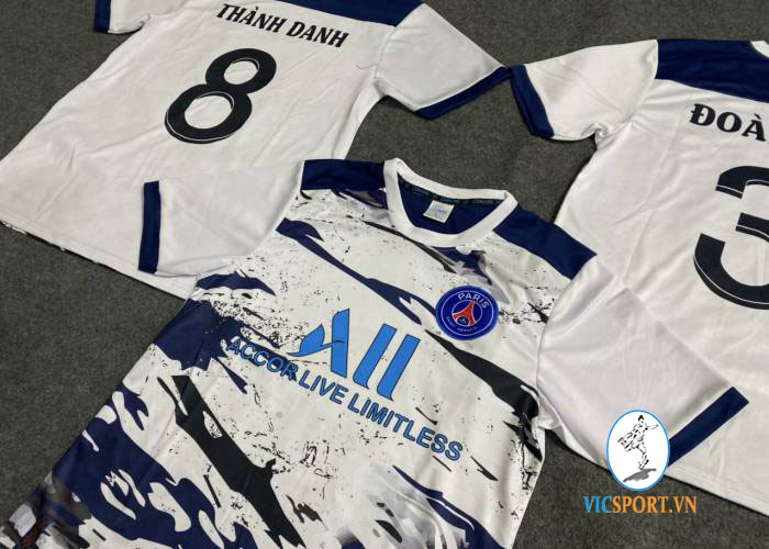 ÁO PSG TRẮNG VẢI MÈ IN CHO KHÁCH - Hình ảnh 3