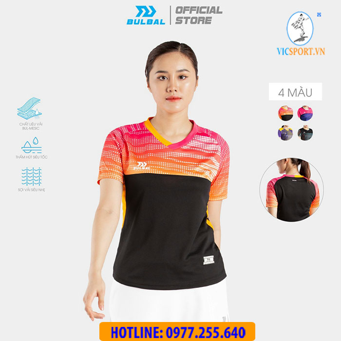 ÁO CẦU LÔNG NỮ BULBAL BAT1004 HỒNG CAM ĐEN