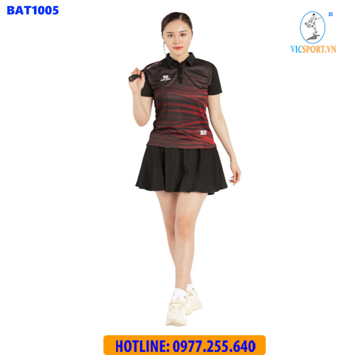 ÁO CẦU LÔNG NỮ BULBAL BAT1005 ĐỎ ĐEN - Hình ảnh 5