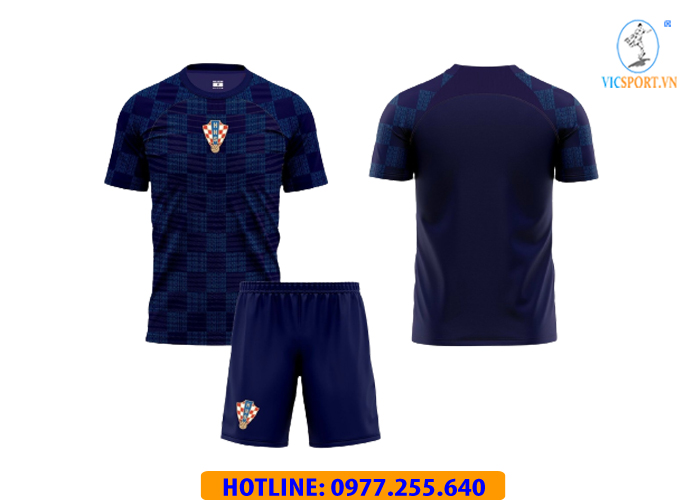 ÁO ĐỘI TUYỂN CROATIA WORLDCUP 2022 MÀU XANH CARO - Hình ảnh 2