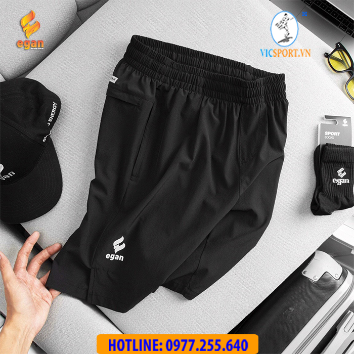 QUẦN SHORT EGAN 04 VẢI DÙ MÀU ĐEN - Hình ảnh 4