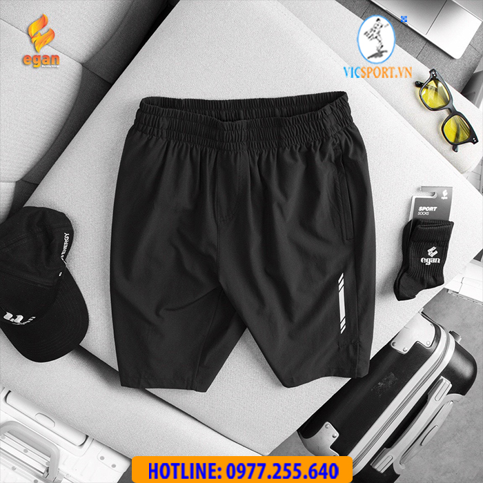 QUẦN SHORT EGAN 04 VẢI DÙ MÀU ĐEN - Hình ảnh 5