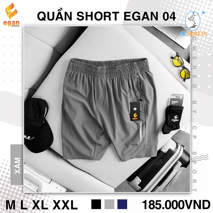 QUẦN SHORT EGAN 04 VẢI DÙ MÀU XÁM